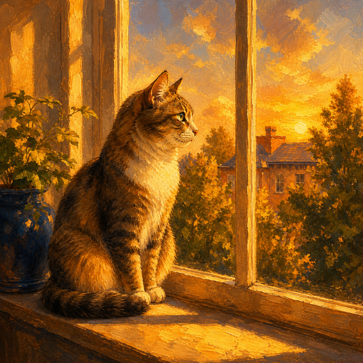 图生图:金光油画猫